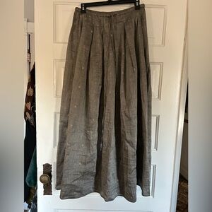 Karavan Chic Gray Linen Maxi Skirt for Women. Tie Waist. Size Small